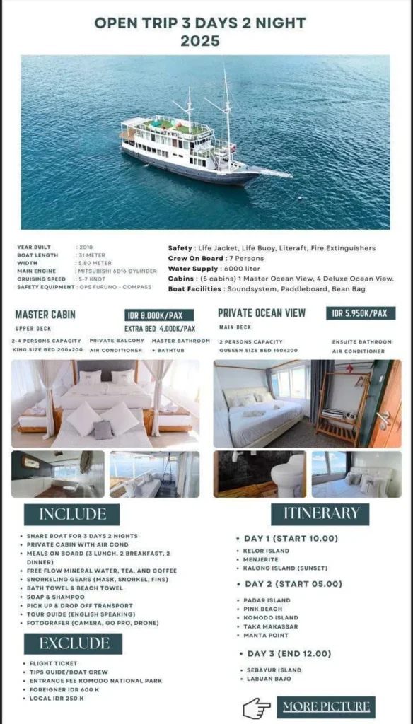Open Trip Komodo 3 Hari 2 Malam 2025 – Sailing Komodo Ocean View