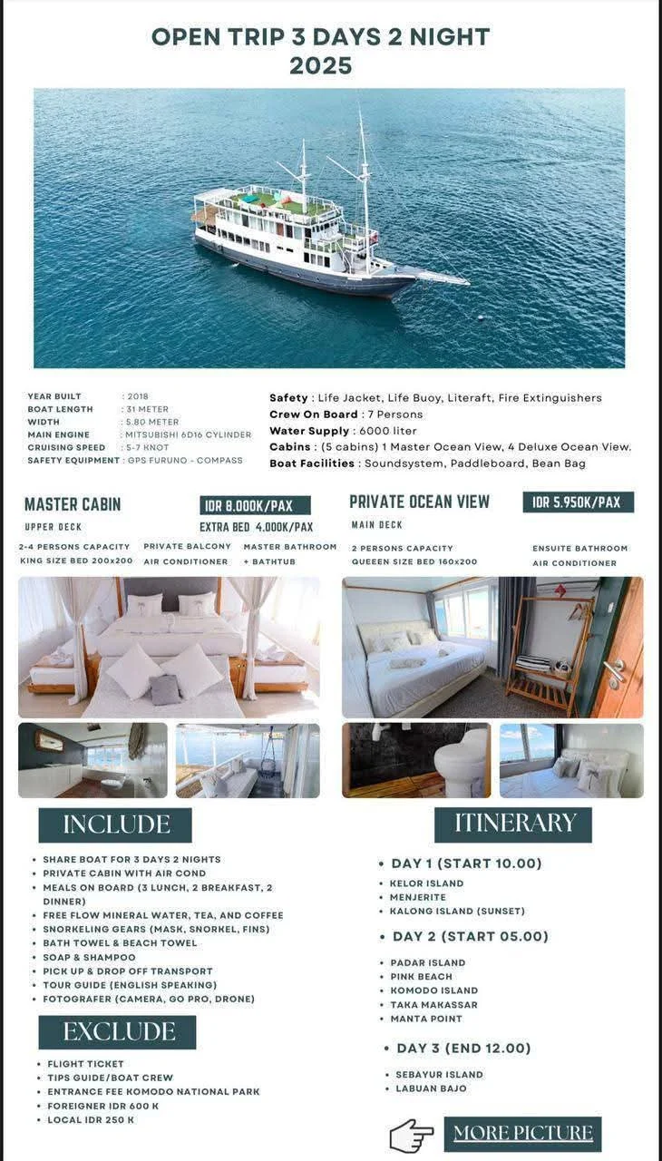 Open Trip Komodo 3 Hari 2 Malam 2025 – Sailing Komodo Ocean View
